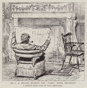 Sir JE Millais, Kahvaltıdan Sonra Times'ı okuyor